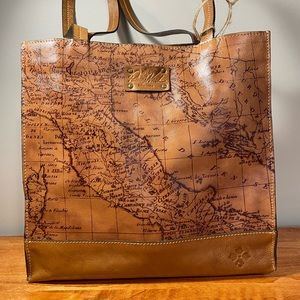 Patricia Nash Leather Rustic Map Tote w/ matching case